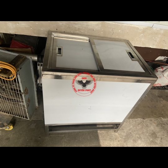 Thùng đá inox 2 cánh cửa lùa