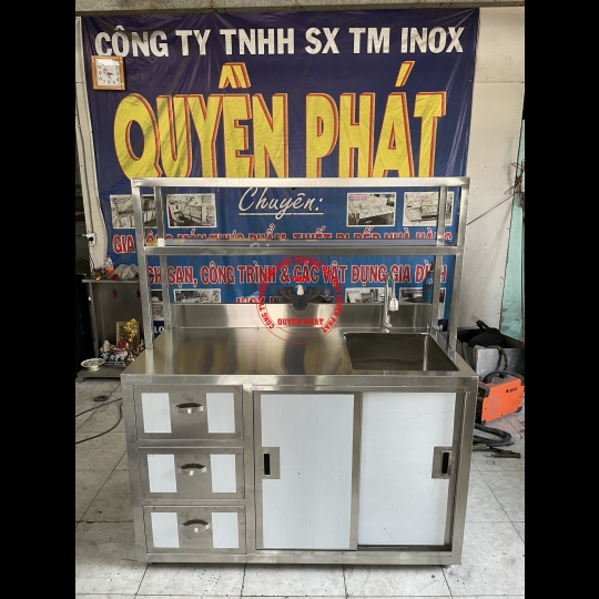 Tủ kệ inox 3 hộc kéo